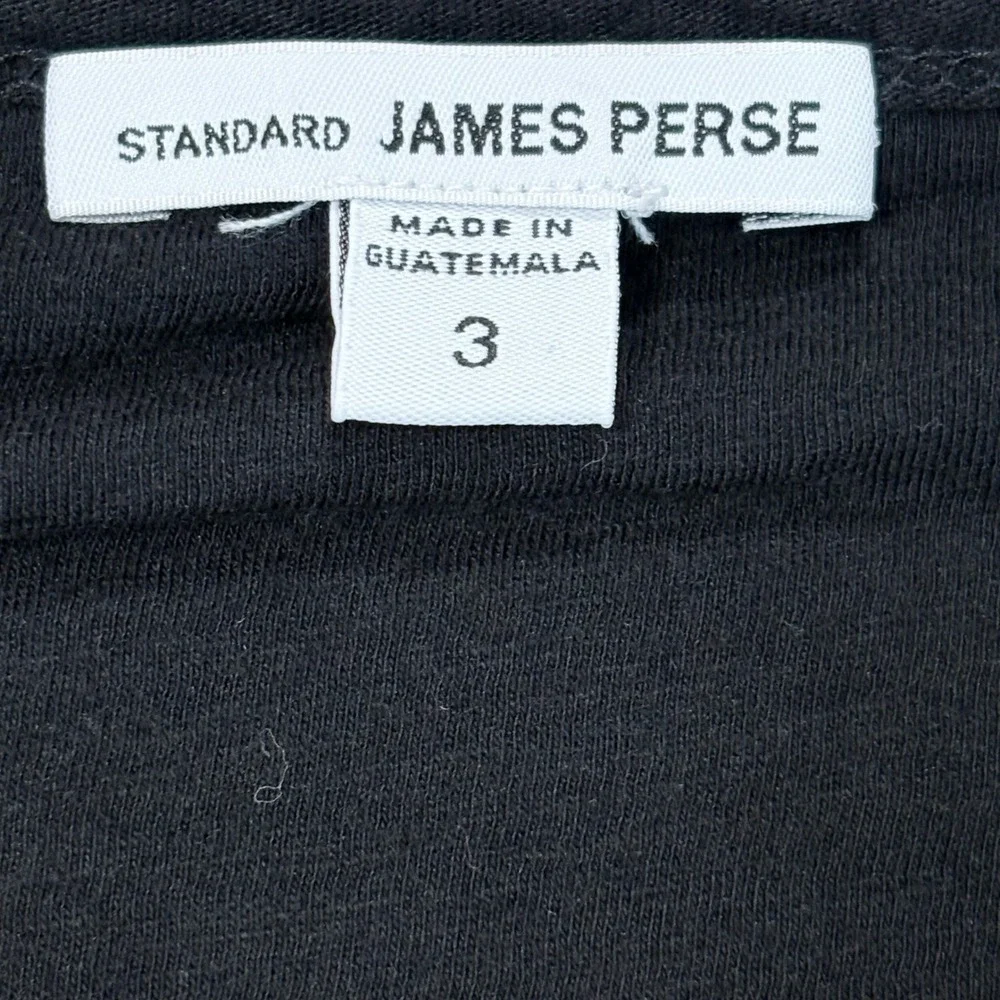 Standard James Perse T Shirt Dress Black Midi Roll Sleeve Side Slit Lined Sz 3/L - Picture 6 of 10